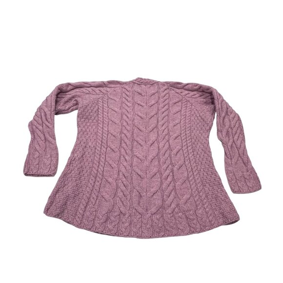 Carraig Donn Irish Wool Cable Knit Sweater, Pink XXL - Picture 7 of 11